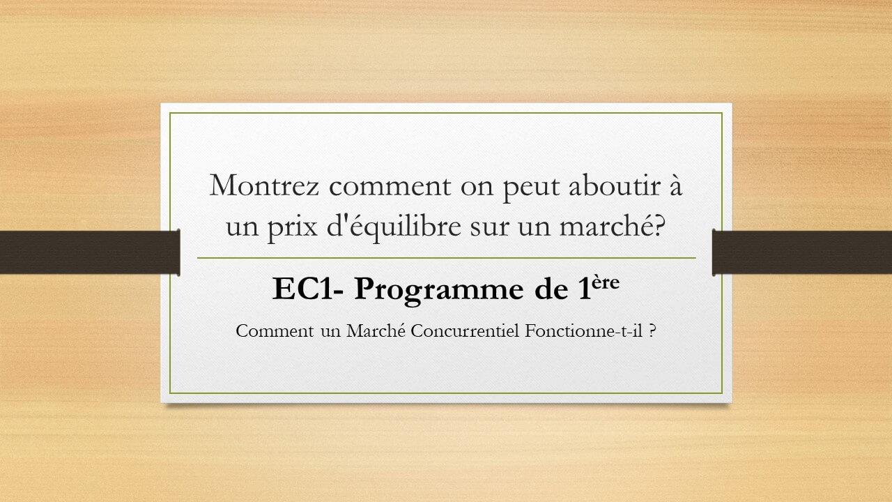 EC1 Marché Concurentiel SES 1ère