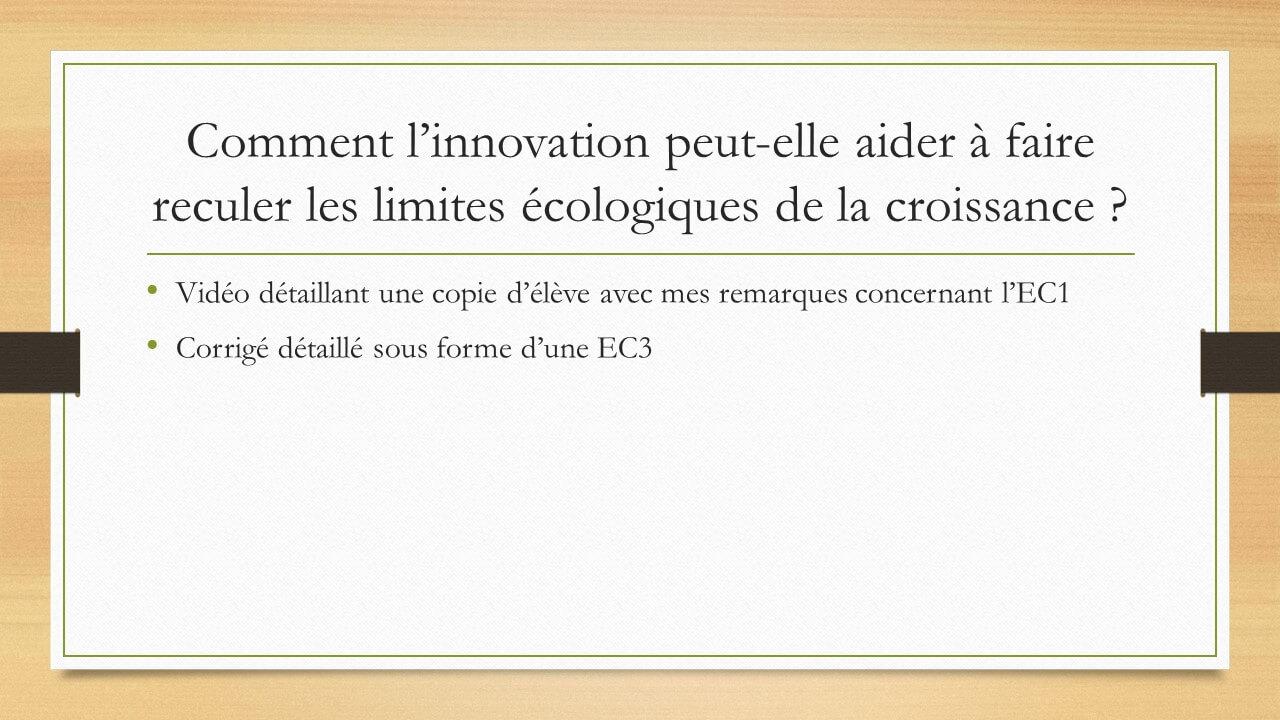EC1 & EC3 SES Innovation et limites écologiques